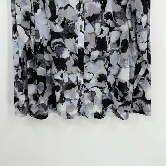 LOGO by Lori Goldstein Mesh Cardigan Top Black Gray Size XL Button Up Semisheer - Picture 4 of 10